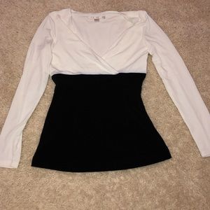 White and Black work long sleeve top